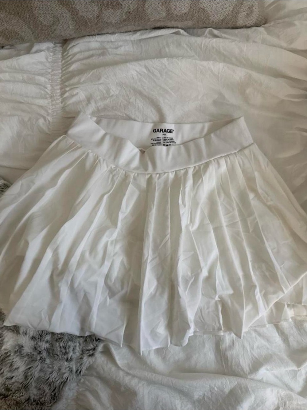 Garage White Pleated Mini Skirt